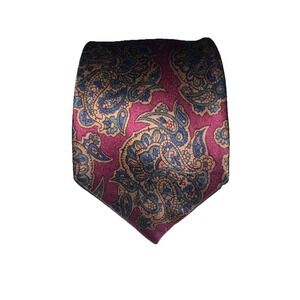 SAKS‎ FIFTH AVENUE Vintage Men's Silk Necktie Designer PAISLEY Maroon USA